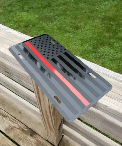 VinylCreationNC Thin Red Line American Flag License Plate / Red Line American Flag / Tactical FireFighter American Flag / Tactical American Flag Flags & Banner