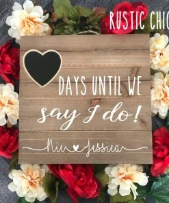 Onlineamericanstore Engagement Gifts For Couple, "Days Until We Say I Do", Wedding Countdown Chalkboard Sign, Engagement Gift For Her, Wooden Wedding Sign Gift Collection