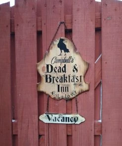Online American Store Accessories Personalized Halloween Door Hanger, Dead & Breakfast Door Sign Name Engraving, Halloween Decor, Spooky Yard Sign, Halloween Door Decor, Goth