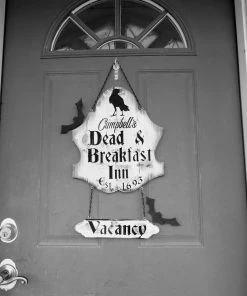 Online American Store Accessories Personalized Halloween Door Hanger, Dead & Breakfast Door Sign Name Engraving, Halloween Decor, Spooky Yard Sign, Halloween Door Decor, Goth