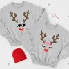 The American Store Reindeer Face Family Christmas Jumper Sweater Sweatshirt Set Funny Winter Gift Mum Mother Kid's Children's Dad Boyfriend Girlfriend