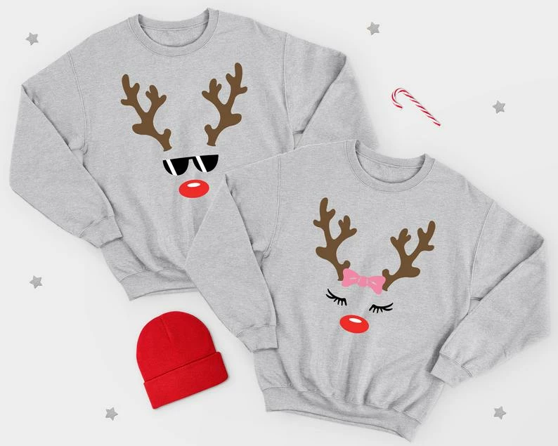 The American Store Reindeer Face Family Christmas Jumper Sweater Sweatshirt Set Funny Winter Gift Mum Mother Kid's Children's Dad Boyfriend Girlfriend 3 The American Store Reindeer Face Family Christmas Jumper Sweater Sweatshirt Set Funny Winter Gift Mum Mother Kid's Children's Dad Boyfriend Girlfriend