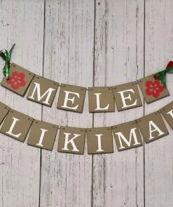 Online American Store Mele Kalikimaka Banner - Hawaiian Merry Christmas Sign - Hawaiian Wedding Photo Prop - Hawaii Christmas Card Palm Trees Tropical Holiday Christmas Banners