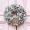 Onlineamericanstore Silver Christmas Wreath,Outdoor Metal Christmas Decor,Christmas Decoration For Farmhouse Mantel, Rustic Christmas Or Housewarming Gift
