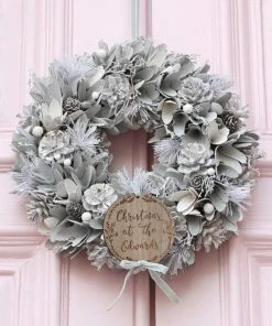 Onlineamericanstore Silver Christmas Wreath,Outdoor Metal Christmas Decor,Christmas Decoration For Farmhouse Mantel, Rustic Christmas Or Housewarming Gift