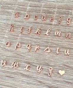 Onlineamericanstore Custom Name Accessories Two Letter Necklace, Boyfriend Girlfriend Gift, Valentine's Day Jewelry, Rose Gold Pendant, Heart, Cursive Initial, Personalized, Couples