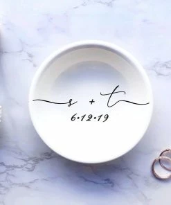 Onlineamericanstore Engagement Gift For Couple | Engagement Jewelry Dish Engagement Gift Idea Engagement Gift For Her Couples Initial Jewelry Ring Trinket Dish Gift Collection
