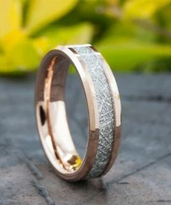 Onlineamericanstore Rose Gold Tungsten Wedding Ring Set Men Women Meteorite 6MM 4MM Anniversary Bands Or Single Ring Size 4 To 14 Husband Wife Duo Couple Gift Gift Collection