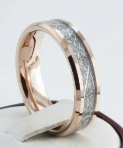 Onlineamericanstore Rose Gold Tungsten Wedding Ring Set Men Women Meteorite 6MM 4MM Anniversary Bands Or Single Ring Size 4 To 14 Husband Wife Duo Couple Gift Gift Collection