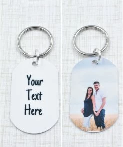Onlineamericanstore Gift Collection Custom Keychain - Dogtag Keychain - - Personalized Photo Keychain - Gift For Him - Your Own Words - Double Sided Key Chain - Gift For Her