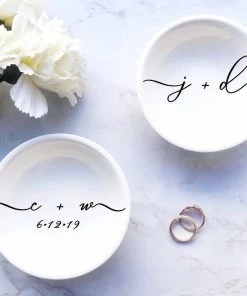 Onlineamericanstore Engagement Gift For Couple | Engagement Jewelry Dish Engagement Gift Idea Engagement Gift For Her Couples Initial Jewelry Ring Trinket Dish Gift Collection