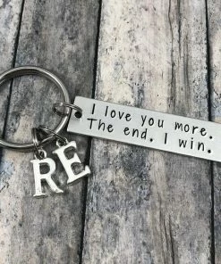 Onlineamericanstore Gift For Boyfriend - I Love You More. The End. I Win., Personalized Couple Initial Key Chain, Husband, Boyfriend, Girlfriend, Valentines Day
