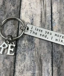 Onlineamericanstore Gift For Boyfriend - I Love You More. The End. I Win., Personalized Couple Initial Key Chain, Husband, Boyfriend, Girlfriend, Valentines Day