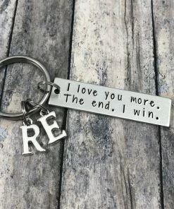 Onlineamericanstore Gift For Boyfriend - I Love You More. The End. I Win., Personalized Couple Initial Key Chain, Husband, Boyfriend, Girlfriend, Valentines Day