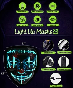 X-merry Toy Costume Store Halloween Costume LED Light Masks In Different Colors Glow In Dark Halloween Mask 18 X-merry Toy Costume Store Halloween Costume LED Light Masks In Different Colors Glow In Dark Halloween Mask