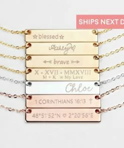 Onlineamericanstore Personalized Bar Necklace For Mom Personalized Jewelry Name Necklace For Women Gift Name Jewelry Gift Ideas Coordinate Necklace - 4N Custom Name Accessories