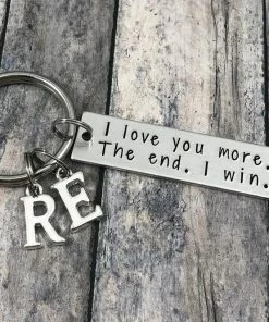 Onlineamericanstore Gift For Boyfriend - I Love You More. The End. I Win., Personalized Couple Initial Key Chain, Husband, Boyfriend, Girlfriend, Valentines Day