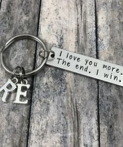 Onlineamericanstore Gift For Boyfriend - I Love You More. The End. I Win., Personalized Couple Initial Key Chain, Husband, Boyfriend, Girlfriend, Valentines Day