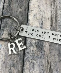 Onlineamericanstore Gift For Boyfriend - I Love You More. The End. I Win., Personalized Couple Initial Key Chain, Husband, Boyfriend, Girlfriend, Valentines Day