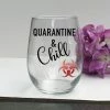 Onlineamericanstore Quarantine And Chill Wine Glass, Social Distancing Wine Glass, Quarantine Wine Glass, Funny Wine Glass, Quarantine
