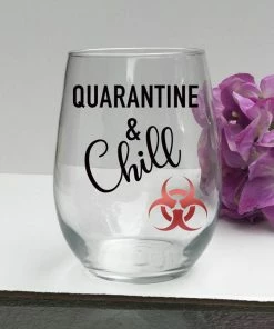 Onlineamericanstore Quarantine And Chill Wine Glass, Social Distancing Wine Glass, Quarantine Wine Glass, Funny Wine Glass, Quarantine