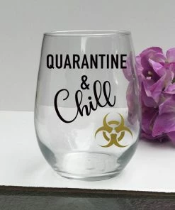 Onlineamericanstore Quarantine And Chill Wine Glass, Social Distancing Wine Glass, Quarantine Wine Glass, Funny Wine Glass, Quarantine