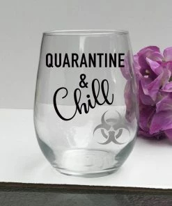 Onlineamericanstore Quarantine And Chill Wine Glass, Social Distancing Wine Glass, Quarantine Wine Glass, Funny Wine Glass, Quarantine