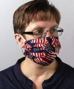 Onlineamericanstore Face Mask, Face Covering, Washable And Reusable, Reversible Red, White And Blue Hand Made Face Mask, 100% Cotton, Made In USA, Ready To Ship