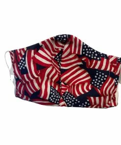 Onlineamericanstore 100% Quilter's Cotton Fabric Face Mask - Reusablewashable - Three Layers With Pocket For Optional Filter - USA Flag