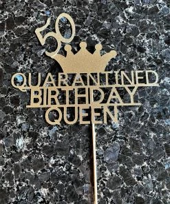 Onlineamericanstore Quaranitine Birthday Gifts Quarantined Birthday Queen Glitter Cake Topper, Any Age Customizable, Quarantine Birthday, Happy Quarantined Birthday, Quarantine Decoration