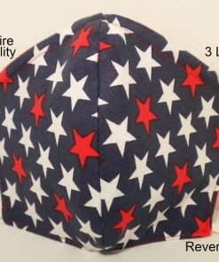 Onlineamericanstore Washable American Stars Cotton Face Mask – Nose WireTriple LayerReversibleReusable
