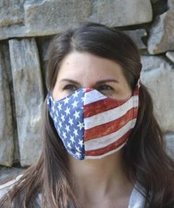 Onlineamericanstore American Flag Face Mask With Filter Pocket - 100% Cotton Face Mask - Washable Face Covering - Reusable Adult Face Mask - Patriotic Face Mask