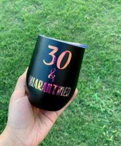 Onlineamericanstore Quaranitine Birthday Gifts 30 And Quarantined Wine Tumbler, 30th Birthday Gift, Quarantined Birthday Gift, 30th Birthday Gift For Her, 30th Birthday