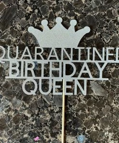 Onlineamericanstore Quaranitine Birthday Gifts Quarantined Birthday Queen Glitter Cake Topper, Any Age Customizable, Quarantine Birthday, Happy Quarantined Birthday, Quarantine Decoration