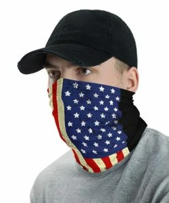 Onlineamericanstore Patriotic Face Mask, Man Face Mask, American Flag Face Mask, US Flag Neck Gaiter For Men Women, USA Flag Bandana, Headband, Scarf, Dust Mask
