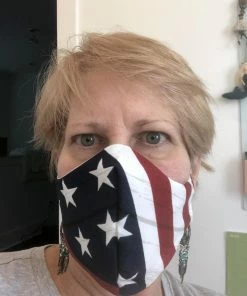 Onlineamericanstore American Flag 3 Layer Face Mask, Red White And Blue Cotton Face Mask, Reusable Face Mask, 3 Layer Protection Face Mask, Patriotic Mask