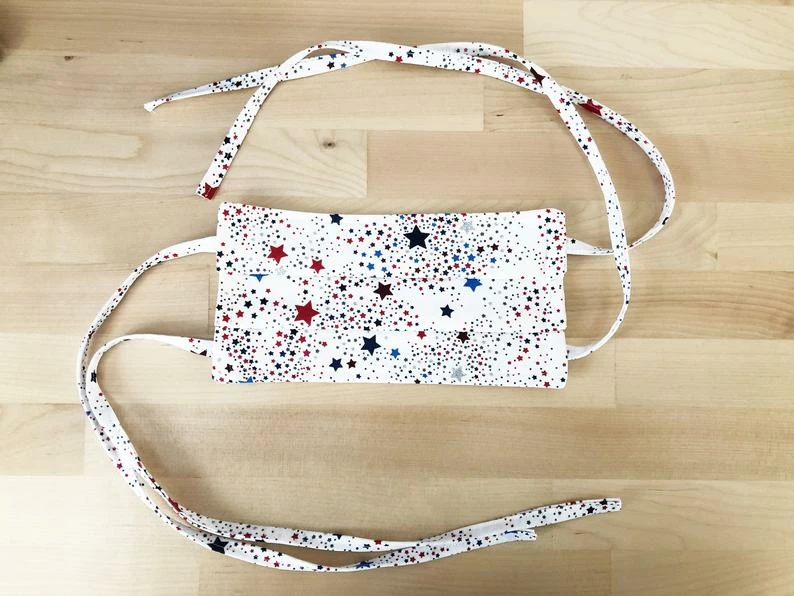 Onlineamericanstore Ready To Ship Cotton Face Mask With Ties, Fabric Face Mask With Pleats And Ties For Adjustment Of Size, Face Mask For Adult Men And Women 3 Onlineamericanstore Ready To Ship Cotton Face Mask With Ties, Fabric Face Mask With Pleats And Ties For Adjustment Of Size, Face Mask For Adult Men And Women