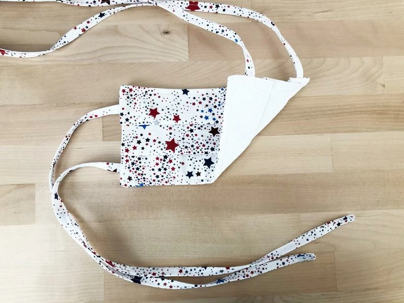 Onlineamericanstore Ready To Ship Cotton Face Mask With Ties, Fabric Face Mask With Pleats And Ties For Adjustment Of Size, Face Mask For Adult Men And Women 4 Onlineamericanstore Ready To Ship Cotton Face Mask With Ties, Fabric Face Mask With Pleats And Ties For Adjustment Of Size, Face Mask For Adult Men And Women