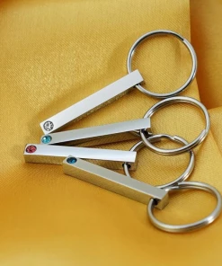 Onlineamericanstore 4 Sides 3D Bar Keychain, Personalized Bar KeyChain, Engrave Own Phrase, Engrave Wedding Keychain, Engraved Keychain For Husband Boyfriend