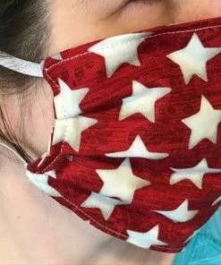 Onlineamericanstore Washable Reusable Cotton Elastic Face Mask American Flag Star Design Amish Handmade Washable Heavy Duty MADE IN USA