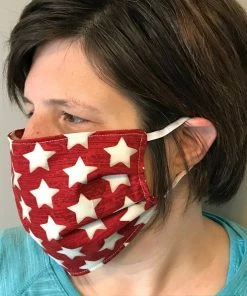 Onlineamericanstore Washable Reusable Cotton Elastic Face Mask American Flag Star Design Amish Handmade Washable Heavy Duty MADE IN USA