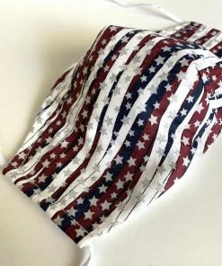 Onlineamericanstore Star Face Mask With Filter Pocket, Patriotic Star Face Mask For Adult, Washable Reusable Face Mask,100% Cotton, MADE IN USA