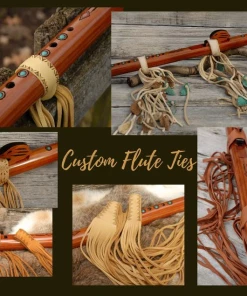 HollyHawkDesigns Native American Collection Flute Ties, Native American Flute, Native Flute Accessory, Natural With Tribal Point Design