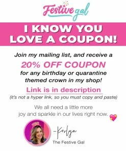 Onlineamericanstore Quaranitine Birthday Gifts 21st Birthday Quarantine Crown - Funny Birthday Gift For Her - Social Distance Tiara - Self Isolation - 30th - 21st - 40th - 50th Birthday