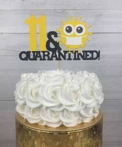 Onlineamericanstore Quarantine Cake Topper - Birthday Cake Topper - Quarantine Birthday - ANY AGE - Age Cake Topper - Birthday In Quarantine - Quarantine Party