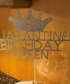 Onlineamericanstore Quaranitine Birthday Gifts Quarantined Birthday Queen Glitter Cake Topper, Any Age Customizable, Quarantine Birthday, Happy Quarantined Birthday, Quarantine Decoration