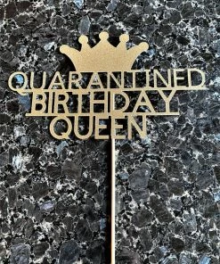 Onlineamericanstore Quaranitine Birthday Gifts Quarantined Birthday Queen Glitter Cake Topper, Any Age Customizable, Quarantine Birthday, Happy Quarantined Birthday, Quarantine Decoration