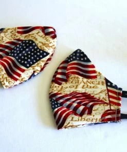 Onlineamericanstore Face Masks 3 Layer Cotton Face Masks Washable Reusable Adult Patriotic USA Flag Pattern Face Masks Non Medical