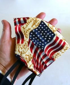 Onlineamericanstore Face Masks 3 Layer Cotton Face Masks Washable Reusable Adult Patriotic USA Flag Pattern Face Masks Non Medical