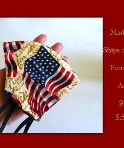Onlineamericanstore Face Masks 3 Layer Cotton Face Masks Washable Reusable Adult Patriotic USA Flag Pattern Face Masks Non Medical
